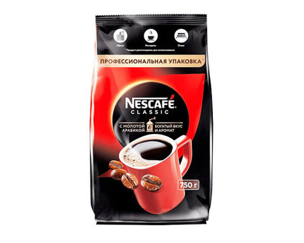 Кофе растворимый Nescafe Classic с добавлением молотой арабики, 750 г пакет (Нескафе)