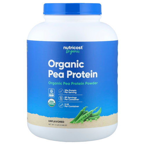 Nutricost, органический гороховый протеин, без добавок, 2268 г (5 фунтов)