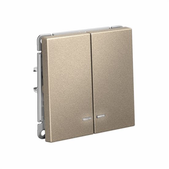 Выключатель 2-кл. ArtGallery (сх. 5а) 10AX с подсветкой механизм шампань SE GAL000553