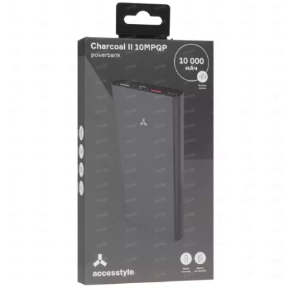 Портативный аккумулятор 10000mAh Charcoal 2 Accesstyle grey