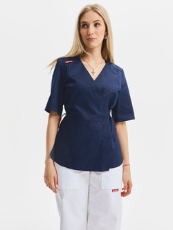 Топ с запахом медицинский женский Йошо, нэви хлопок