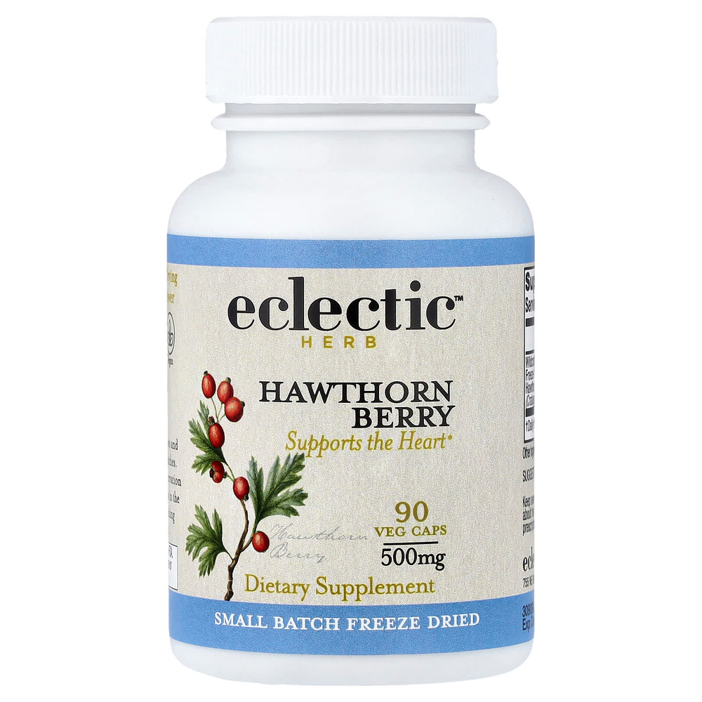 Eclectic Herb, ягоды боярышника, 500 мг, 90 веганских капсул