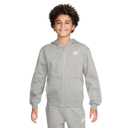 Кофта для девочки теннисная Nike Club Fleece Full-Zip - dark grey heather/white