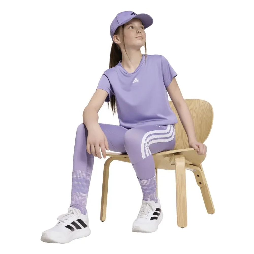 Брюки для девочки теннисные Adidas Girls Train Essentials 3 Stripes - magic lilac/white