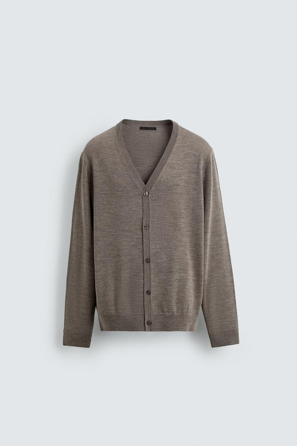 ZARA КАРДИГАН ИЗ 100% ШЕРСТИ, СЕРОВАТО-КОРИЧНЕВЫЙ