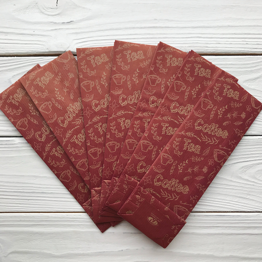 Крафт пакет "Coffee&Tea", 7х4х21 см (бордовый)