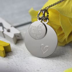 Двойной кулон подвеска из серебра с гравировкой на заказ