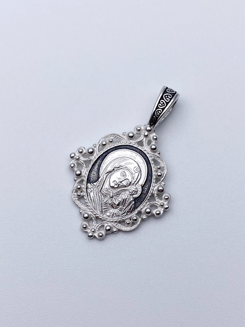 Образок из серебра/Чернение/Казанская БМ