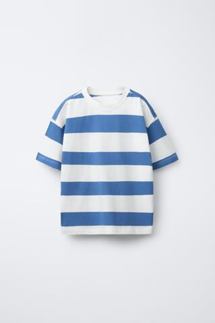 ZARA ФУТБОЛКА В ШИРОКУЮ ПОЛОСКУ, ЯРКО-СИНИЙ