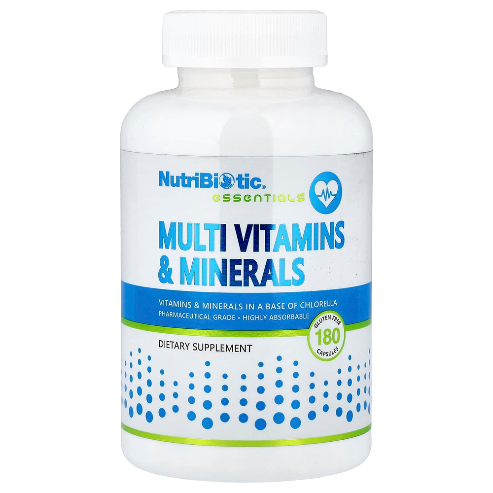 NutriBiotic, Essentials, мультивитамины и минералы, 180 капсул