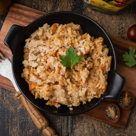 Цыпленок с рисом и овощным соусом Кронидов