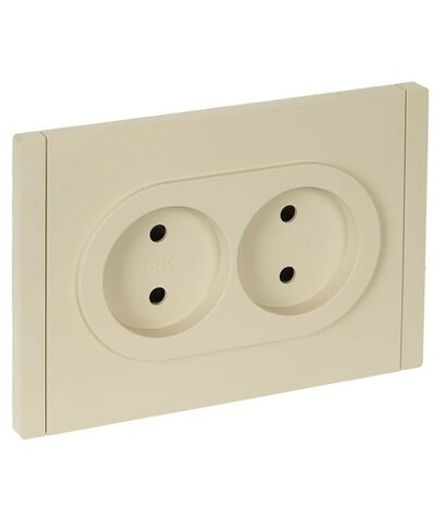Розетка 2-м СП FORTE&PIANO FP425 10А без заземл. защ. шторки безвинт. крепл. ваниль IEK FP-R23-10-1-K10