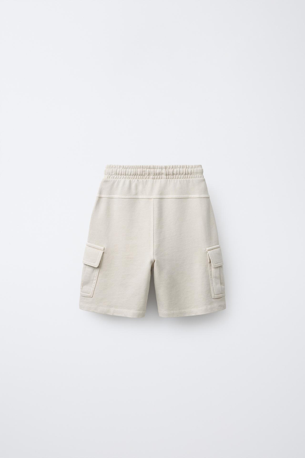 ZARA ШОРТЫ-БЕРМУДЫ КАРГО С ПРИНТОМ И НАШИВКОЙ, ПЕСОЧНЫЙ