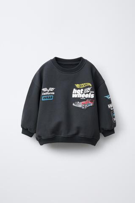 ZARA ТОЛСТОВКА С НАШИВКАМИ И ПРИНТОМ HOT WHEELS ™ MATTEL, АНТРАЦИТОВО-СЕРЫЙ