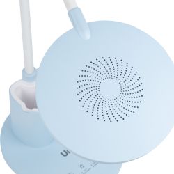 ULM-D150 15W-3000-6500K-DIM BLUE Светильник настольный светодиодный с подставкой под телефон и канцелярские принадлежности. С ночной подсветкой. Сенсорный выключатель. Диммер. Голубой. TM Uniel