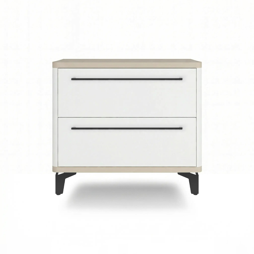 Тумба прикроватная на ножках с ящиками ROYAL 5203 эко (Макиато-Черный-р.черная)