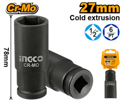 Головка торцевая ударная 1/2", 27мм INGCO HDIS12271L INDUSTRIAL