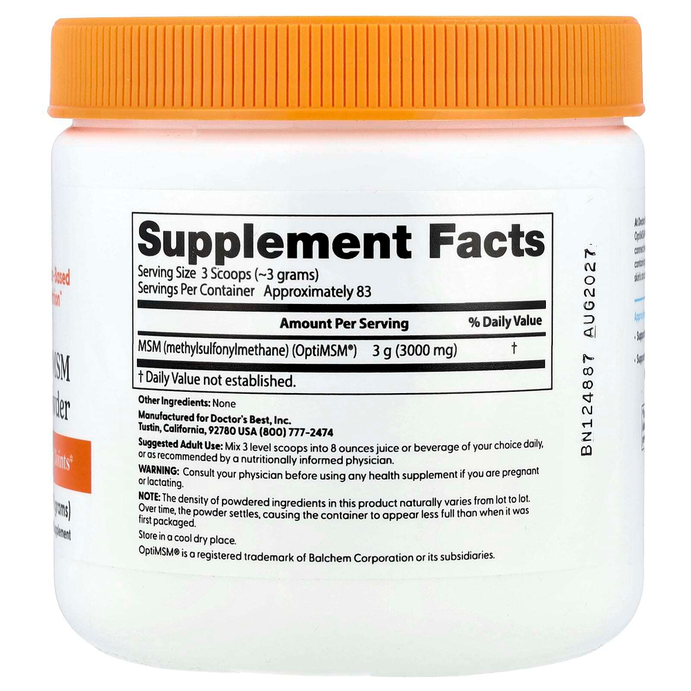 Doctor's Best, порошок МСМ с OptiMSM, 250 г (8,8 унции)