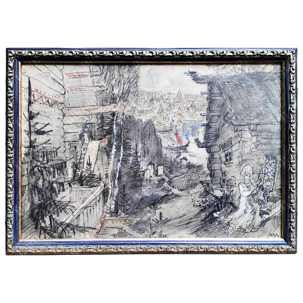 Ивашинцова (Ивашинцева) М. И. Улица древнерусского города. Смешанная техника. Начало XX в.