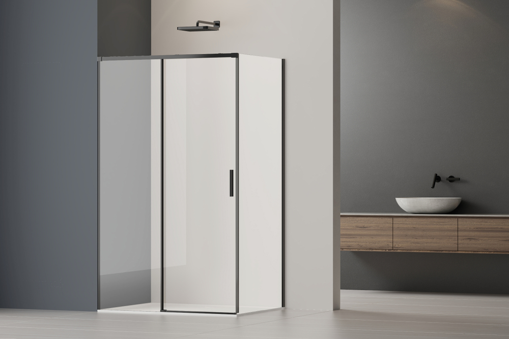 Душевой уголок Софт 2 (Soft 2) Vincea VSR-3SO28011CLB, 1100*800, черный, стекло прозрачное
