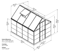 Садовый павильон - оранжерея Palram Hybrid 6 x 8 ft