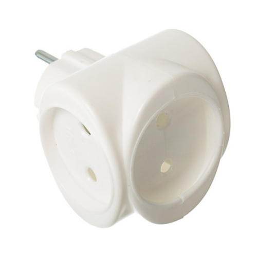 Тройник электрический биметалл 220В 6А бел.