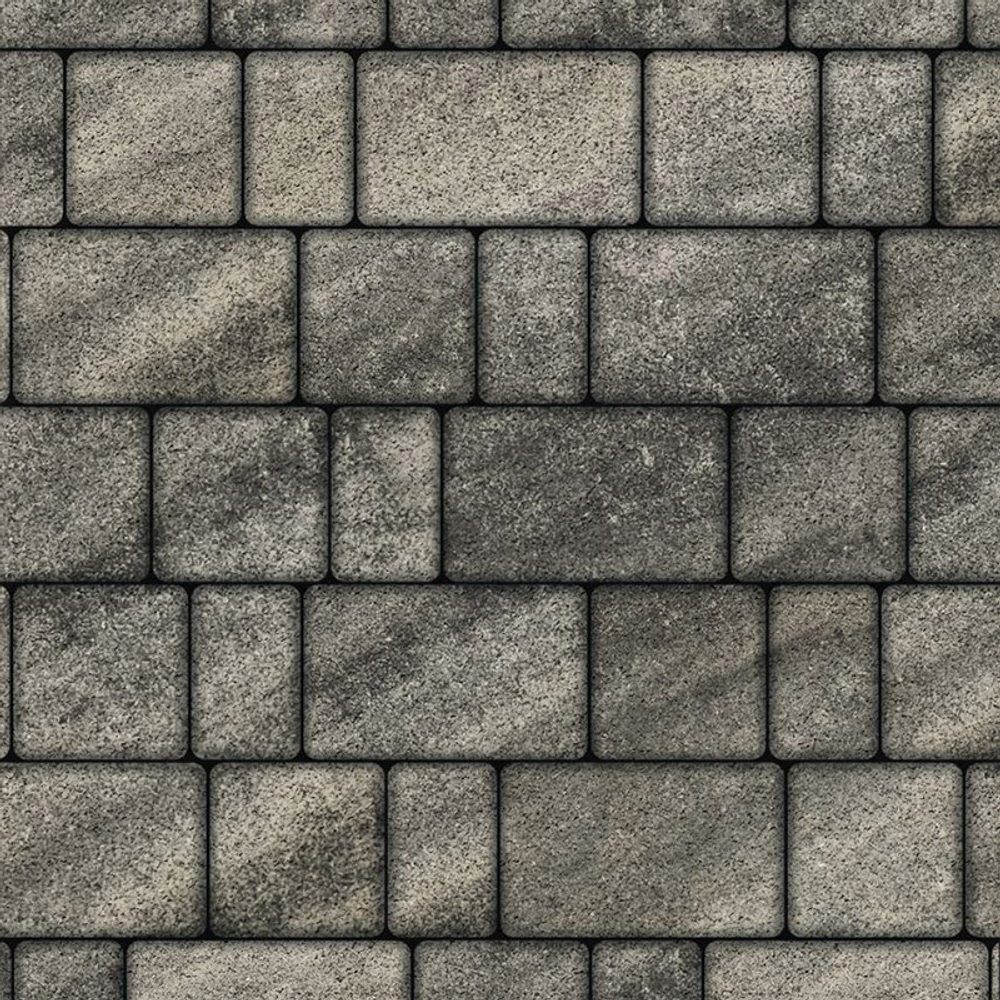 Тротуарная плитка СТАРЫЙ ГОРОД - Листопад гранит Антрацит, комплект из 3 видов плит