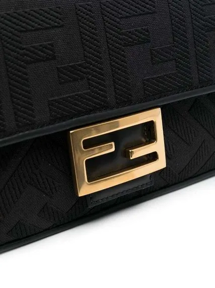 Сумка через плечо Fendi Baguette с логотипом FF черный