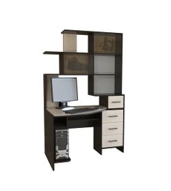 Компьютерный стол КЛ-6.1 с рисунком левый (венге/дуб молочный), ЛДСП, Росток