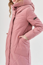 Пальто женское зимнее серо-розовый