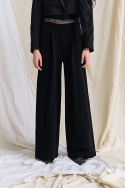 Брюки-палаццо с сеткой черные