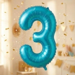 Шар фольгированный 32'/81см «Цифра «3» (голубой)