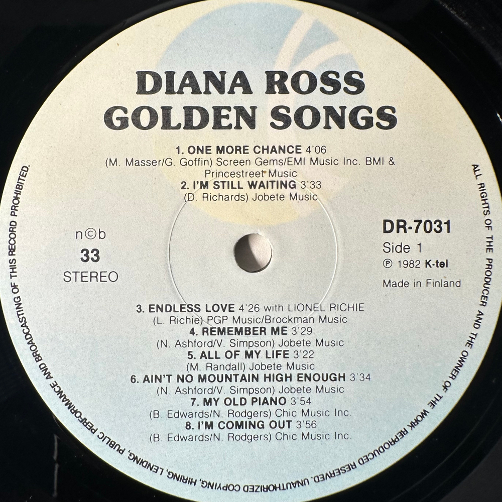 Diana Ross ‎– Golden Songs (Финляндия 1982г.)