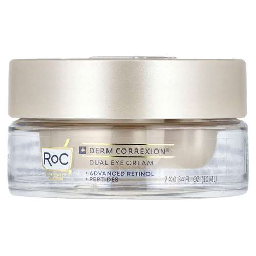 RoC, Derm Correxion®, двойной крем для области вокруг глаз, улучшенный ретинол и пептиды, без отдушек, 10 мл (0,34 жидк. унц.) каждый