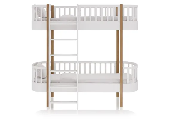 Кровать двухъярусная Classic фронтальная лестница (белый)