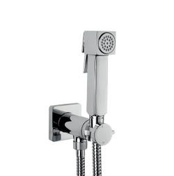 Bossini Cube Brass Mixer Set гигиенический комплект: смеситель прогрессивный, душ с кнопкой подачи воды, шланг 1250 мм, держатель с шланговым подключением