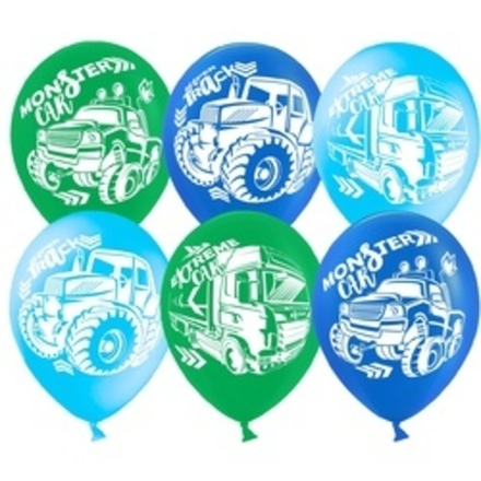 Шар (12''/30 см) Техника (Монстр-Трак), Ассорти, пастель, 2 ст 25 шт.