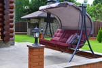 Качели садовые OLSA 3-х местные Пагода(каркас антрацит, м/э бордовый рис.без рисунка)1 уп.