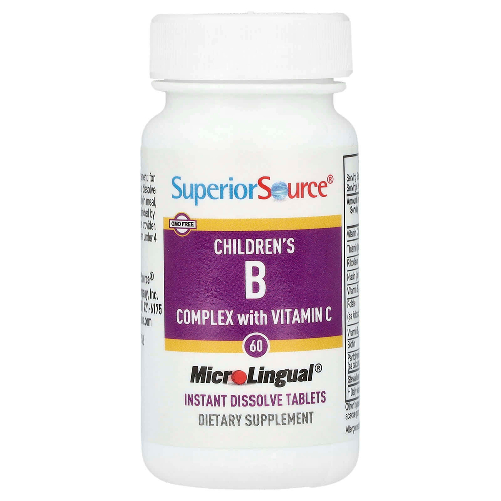 Superior Source, комплекс витаминов группы B с витамином C для детей, 60 быстрорастворимых таблеток MicroLingual
