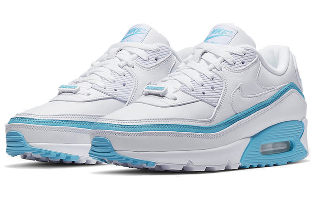 UNDEFEATED x Nike Air Max 90 retro comfortable shock absorption wear-resistant non-slip low-top air cushion casual running shoes for men and women the same style white and blue