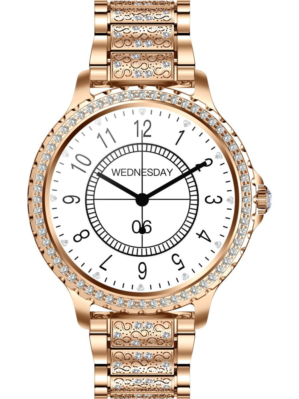 Смарт часы PARASMART Eva i58 (блочный браслет со стразами, золотистый)