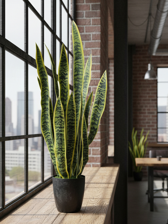 Искусственный Щучий хвост зеленый 100см в кашпо