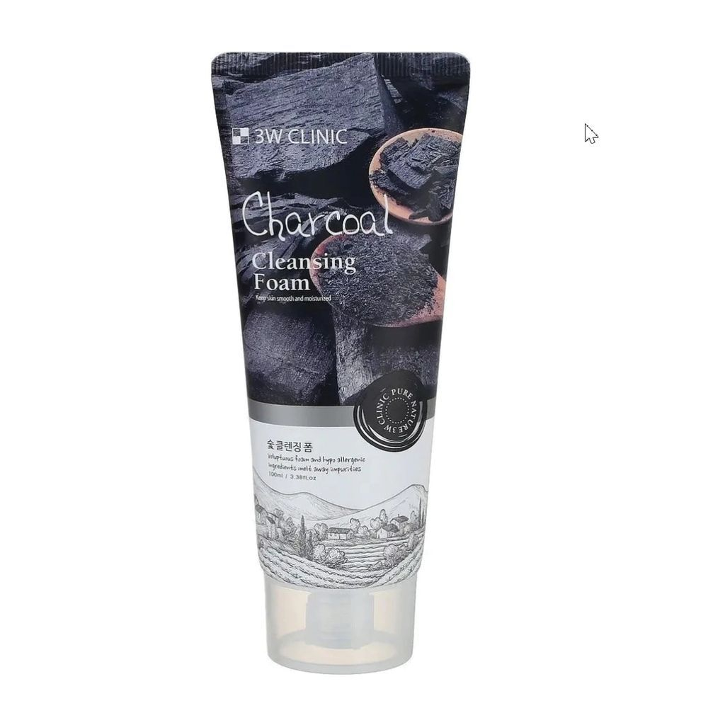 Пенка для умывания с древесным углем 3W Clinic Charcoal Foam Cleansing 100ml