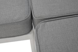 "Канны" диван модульный плетеный из роупа, каркас алюминий белый, роуп светло-серый круглый, ткань светло-серая