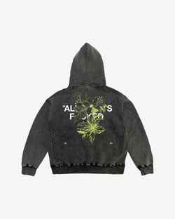 Худи Garment Dyed Flower All rights fucked Серый