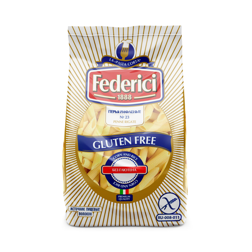 Макароны Federici Перья рифленые без глютена №23, 400г