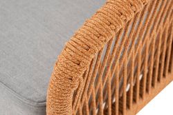 "Канны" диван 2-местный плетеный из роупа, каркас алюминий светло-серый (RAL7035) муар, роуп оранжевый меланж круглый, ткань светло-серая