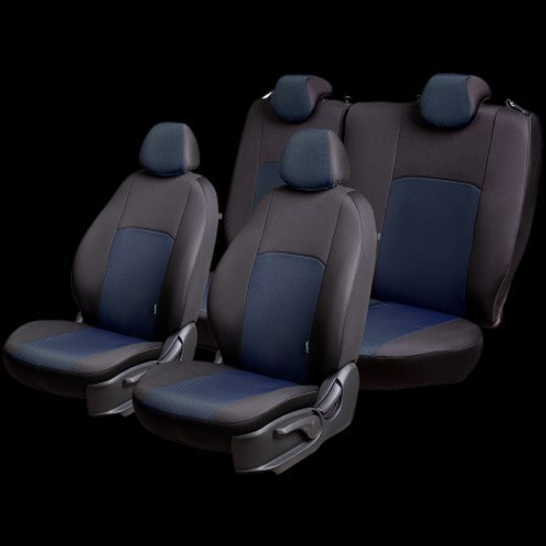 Чехлы на сиденье /Lada Largus/ 5 мест. с 02.2021г. 60/40 3Г Дублин Жаккард черно-синий (разд.зад.спинка) (LORD AUTO)