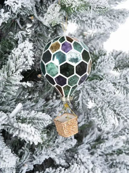 Винтажная стеклянная подвеска Воздушный шар h-16,5 см., 1 шт., зеленый, Karlsbach (12825)