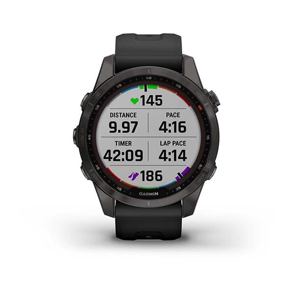 часы Garmin Fenix 7X Sapphire Solar титановый черный DLC с силиконовым ремешком 51 мм (010-02541-23)